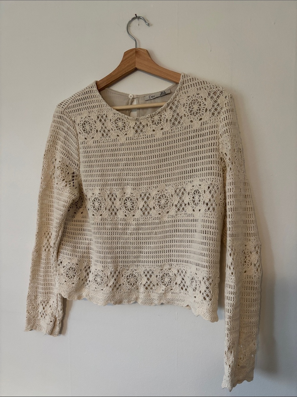 DEX Cropped Crochet Sweater - Cream